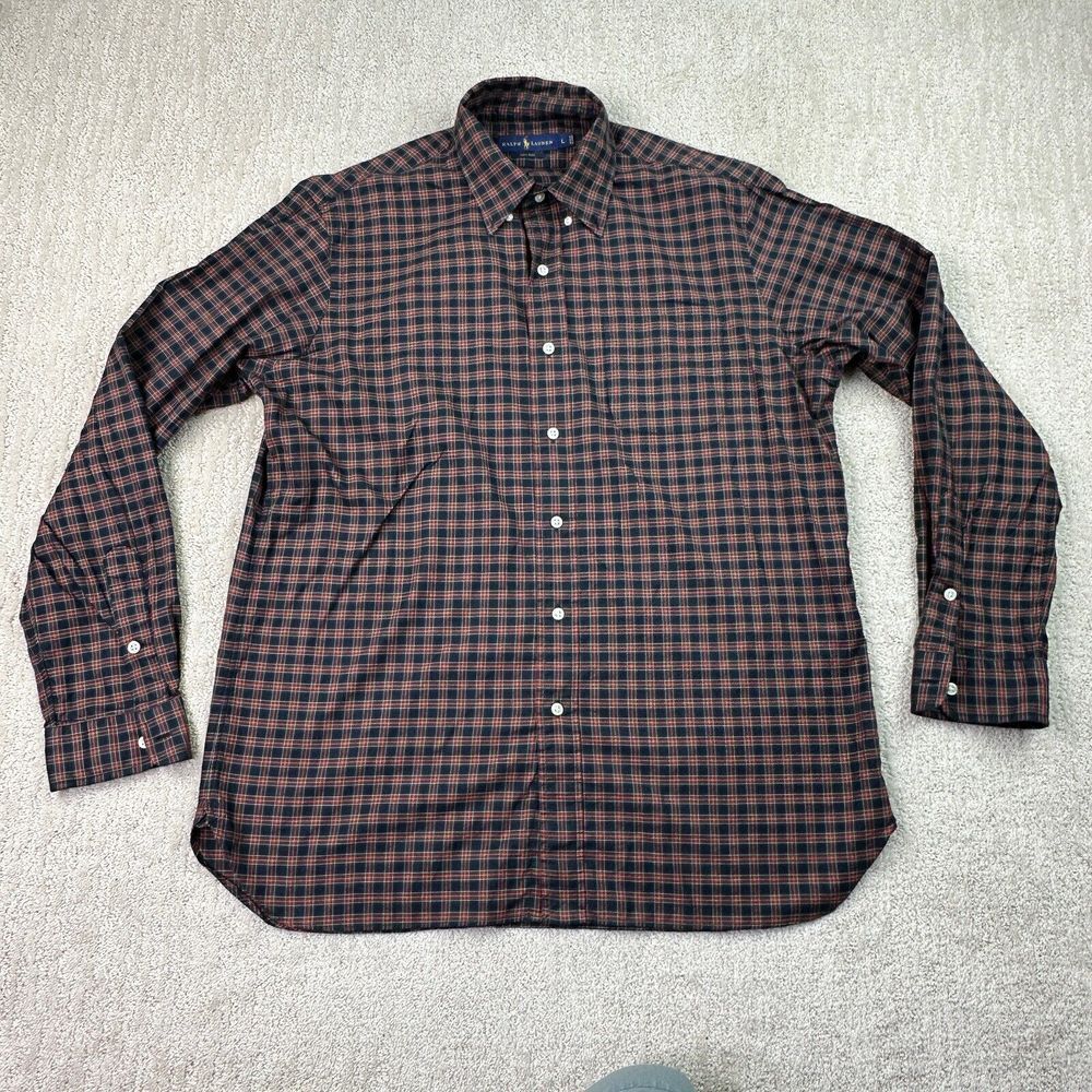 Ralph Lauren button down shirt Mens Large 120 Twill Check Long Sleeve